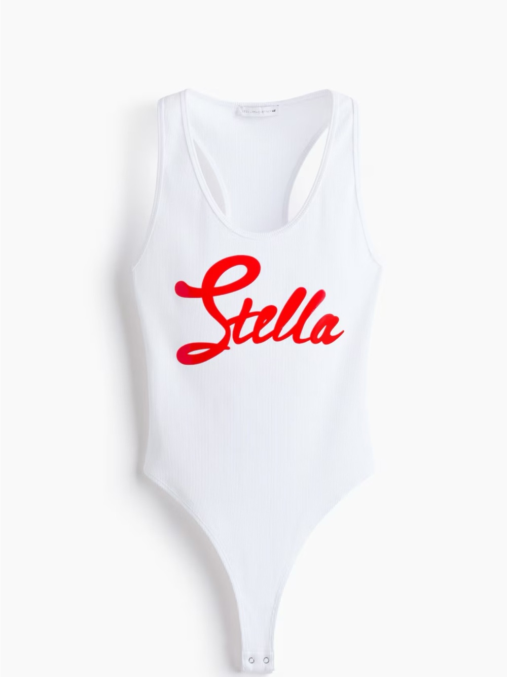 Stella McCartney H&M White Ribbed Bodysuit with Red Logo